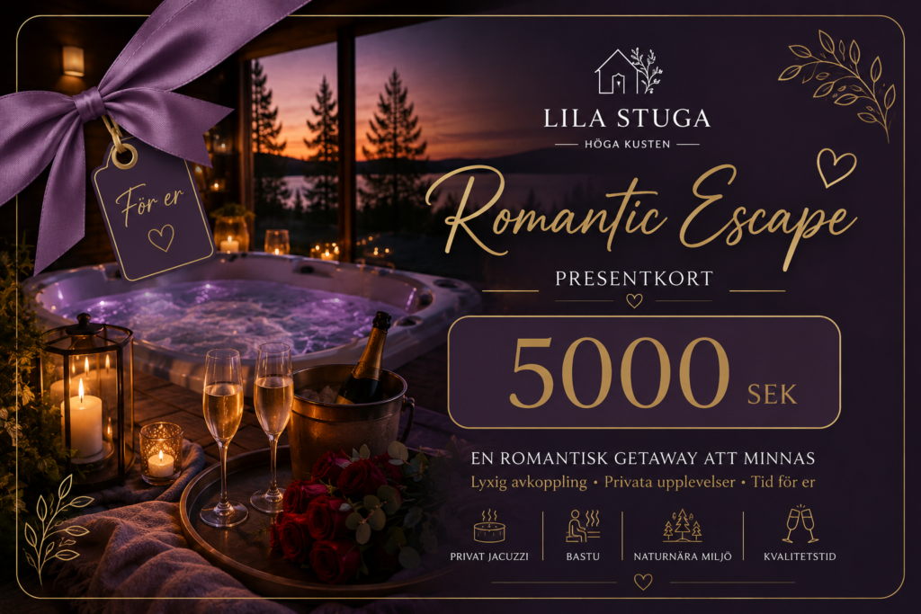 Digitalt presentkort för romantisk vistelse – 5000 SEK 🌲– 5000 SEK